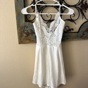 White Lace Spaghetti Strap Dress
